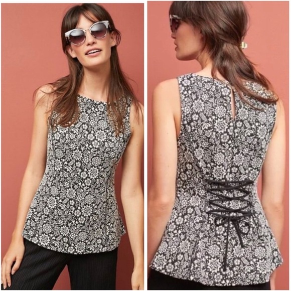 ANTHROPOLOGIE Vanessa Virginia Corset Tank Top Lace Up Back Medium - Picture 1 of 9